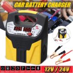 12V-24V 360W 15A Portable Automatic Car Battery Charger Adjust LCD Smart Fast Power Charging for Motorcycle Car SUV
