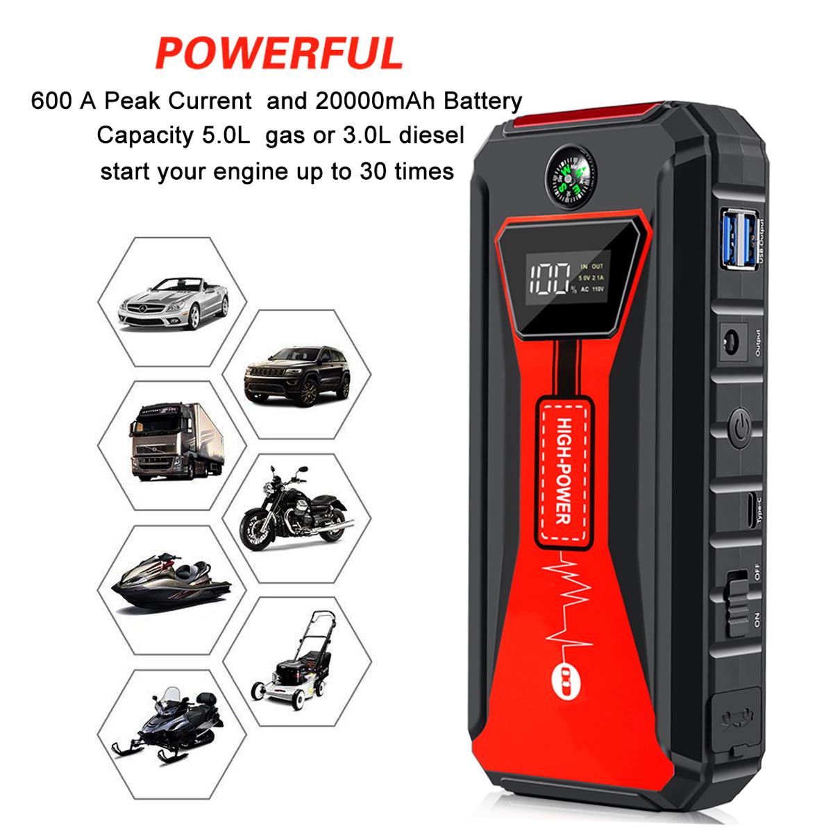 BIUBLE 12V 12000Mah Car Jump Starter LED Battery Charger Booster Emergency Power Bank For Outdoor Car Stalled Suddenly