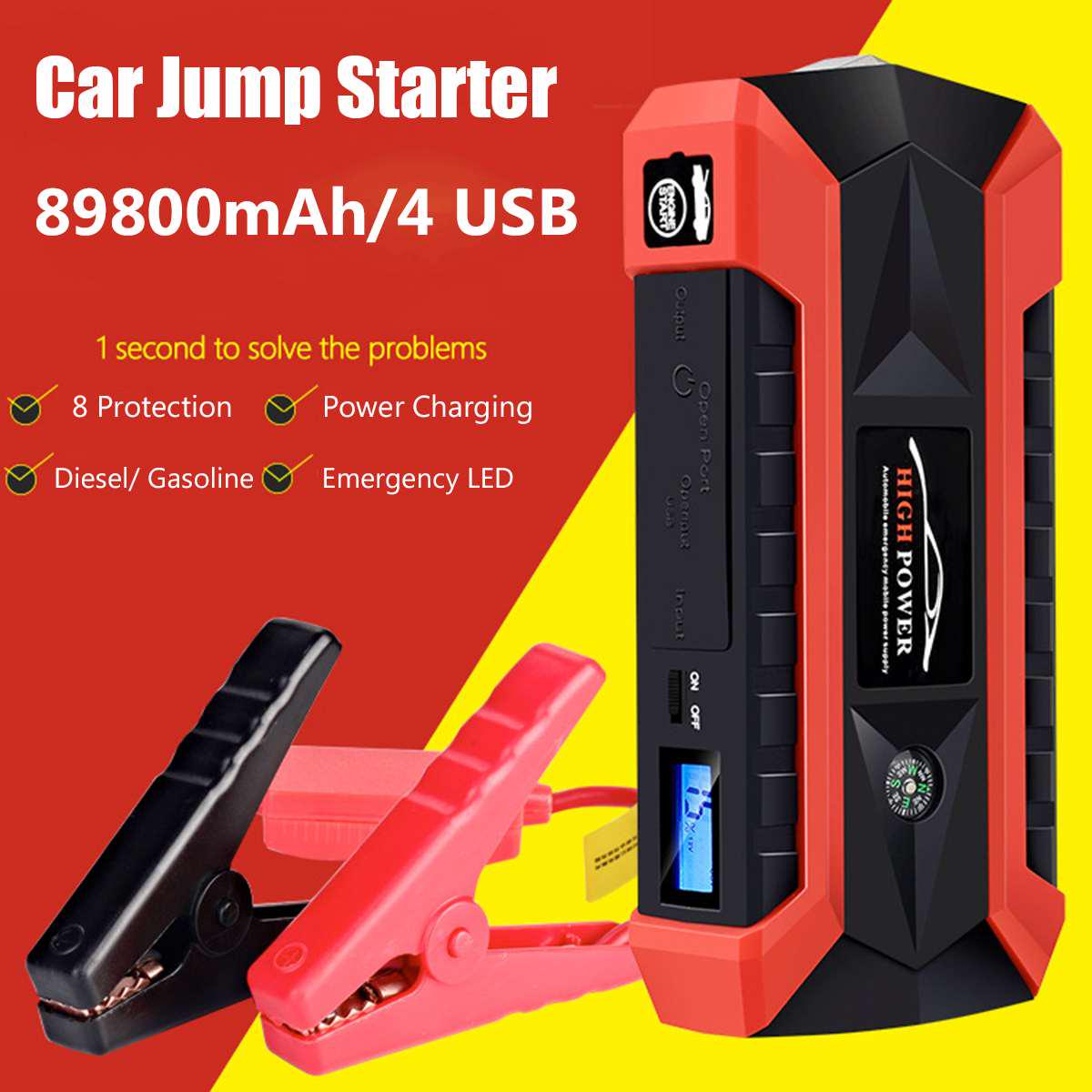 89800mAh Portable Car Jump Starter Emergency Charger Battery Power Bank Pack Booster Starting Device